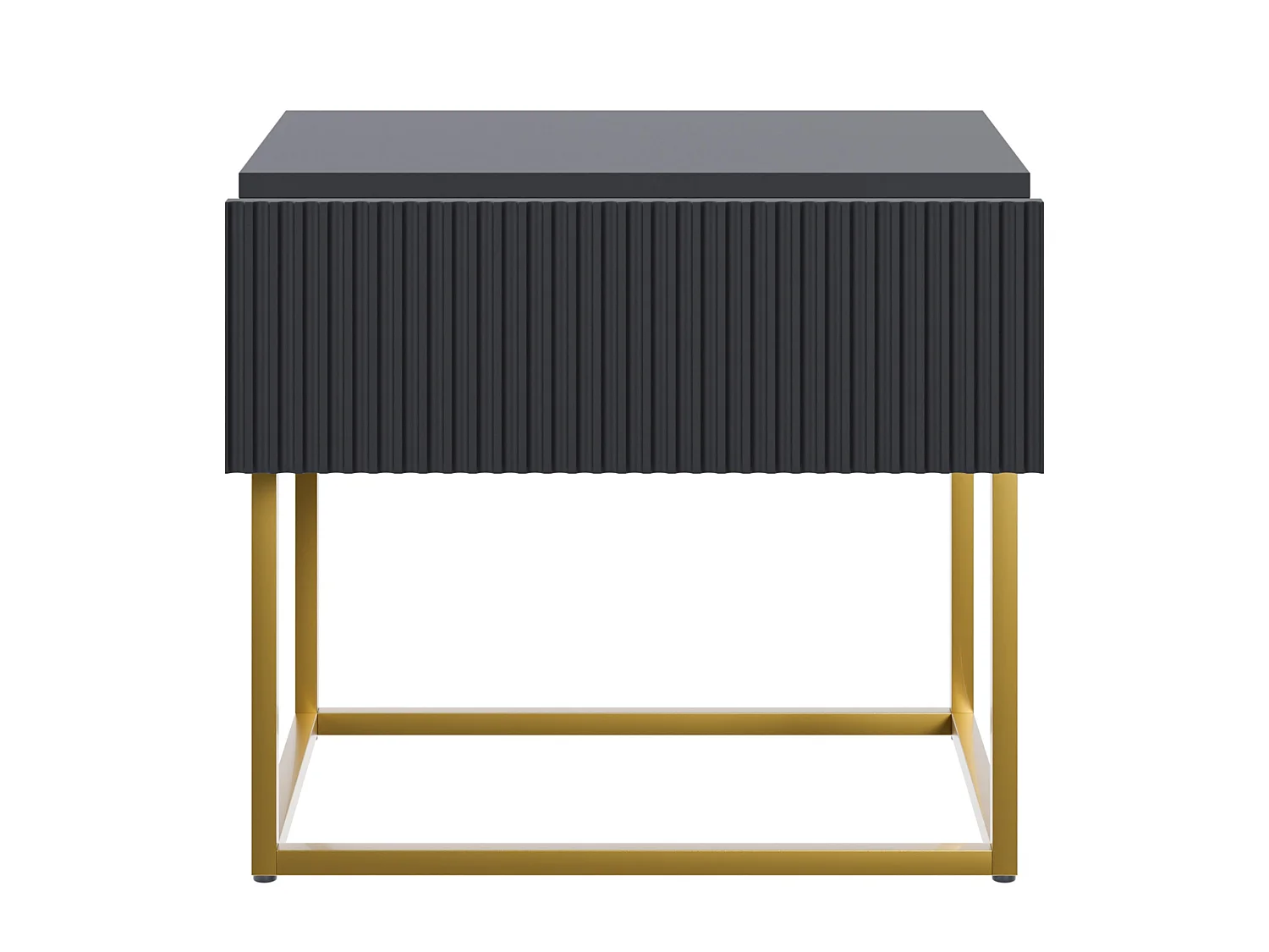 Table de chevet - 50 cm - noir avec pieds dorés - VELDIO
