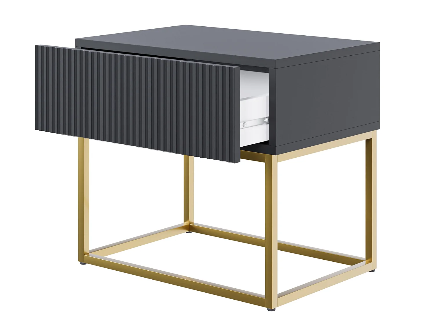 Table de chevet - 50 cm - noir avec pieds dorés - VELDIO