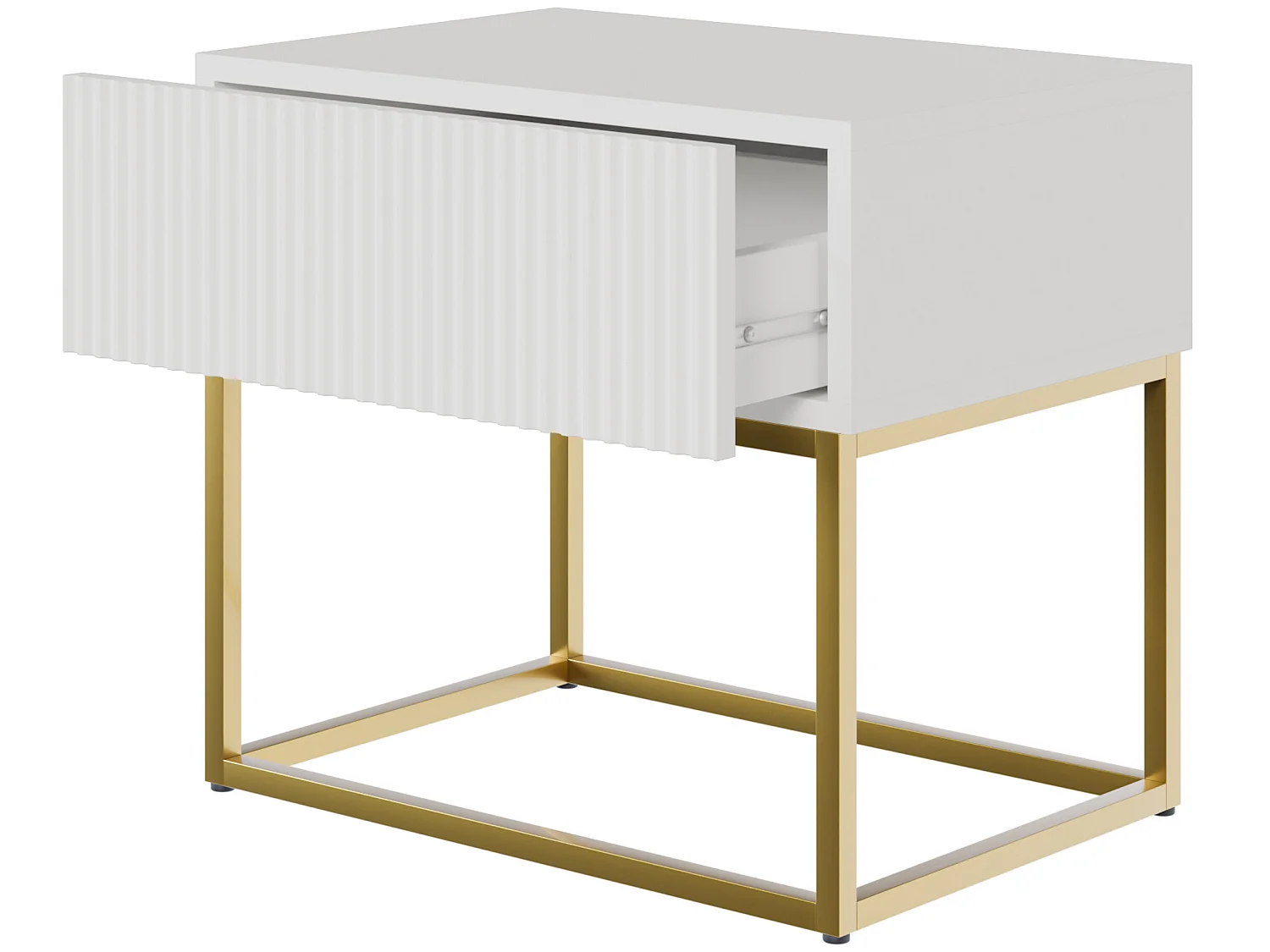 Comodino - 50 cm - bianco con gambe dorate - VELDIO
