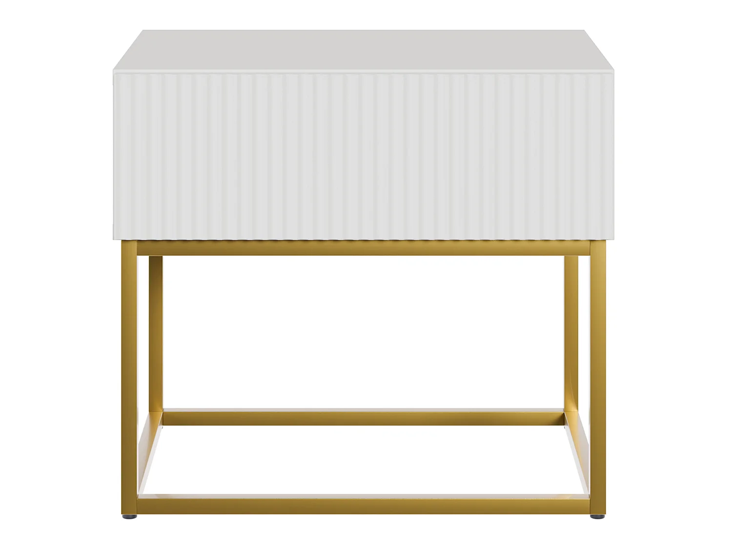 Nachttisch mit Schublade 50 cm - Weiß mit goldenem Metallgestell - VELDIO