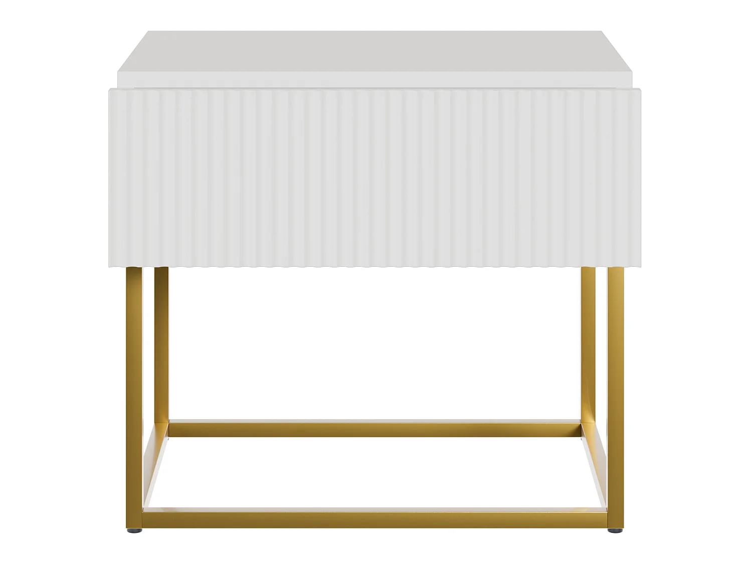 Nachttisch mit Schublade 50 cm - Weiß mit goldenem Metallgestell - VELDIO