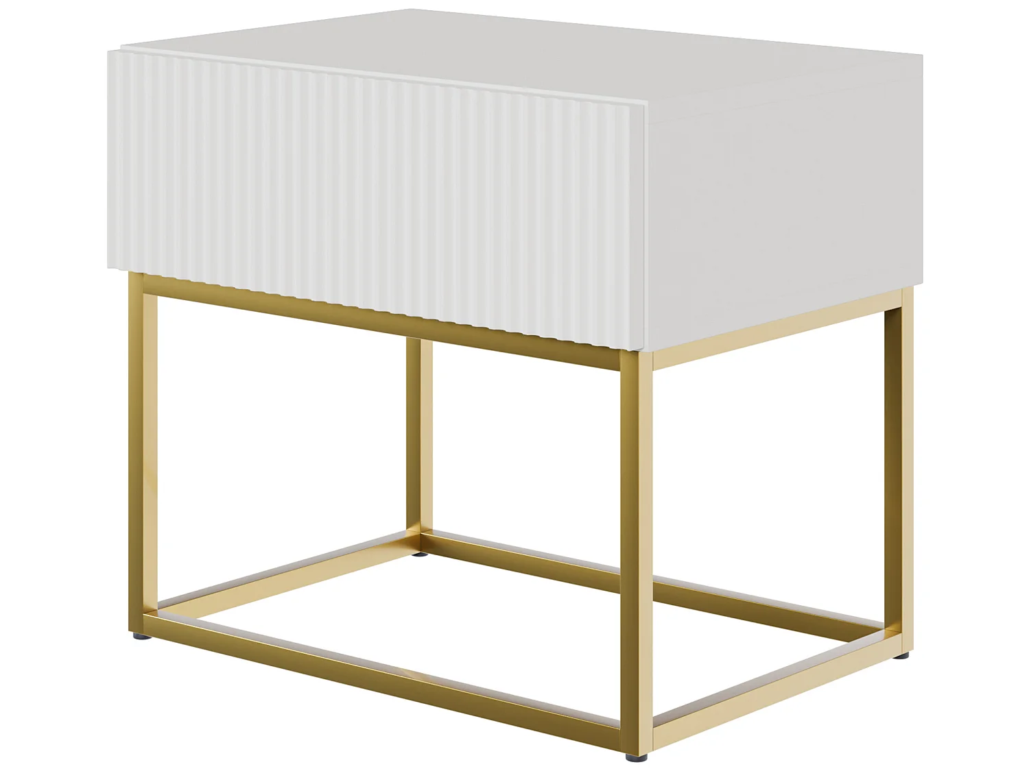 Table de chevet - 50 cm - blanc avec pieds dorés - VELDIO