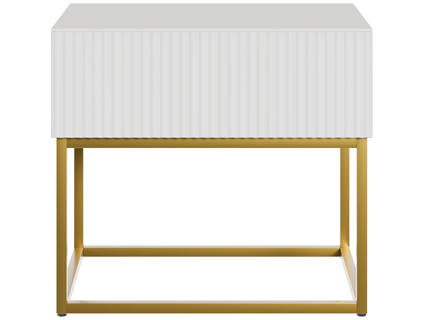 Table de chevet - 50 cm - blanc avec pieds dorés - VELDIO