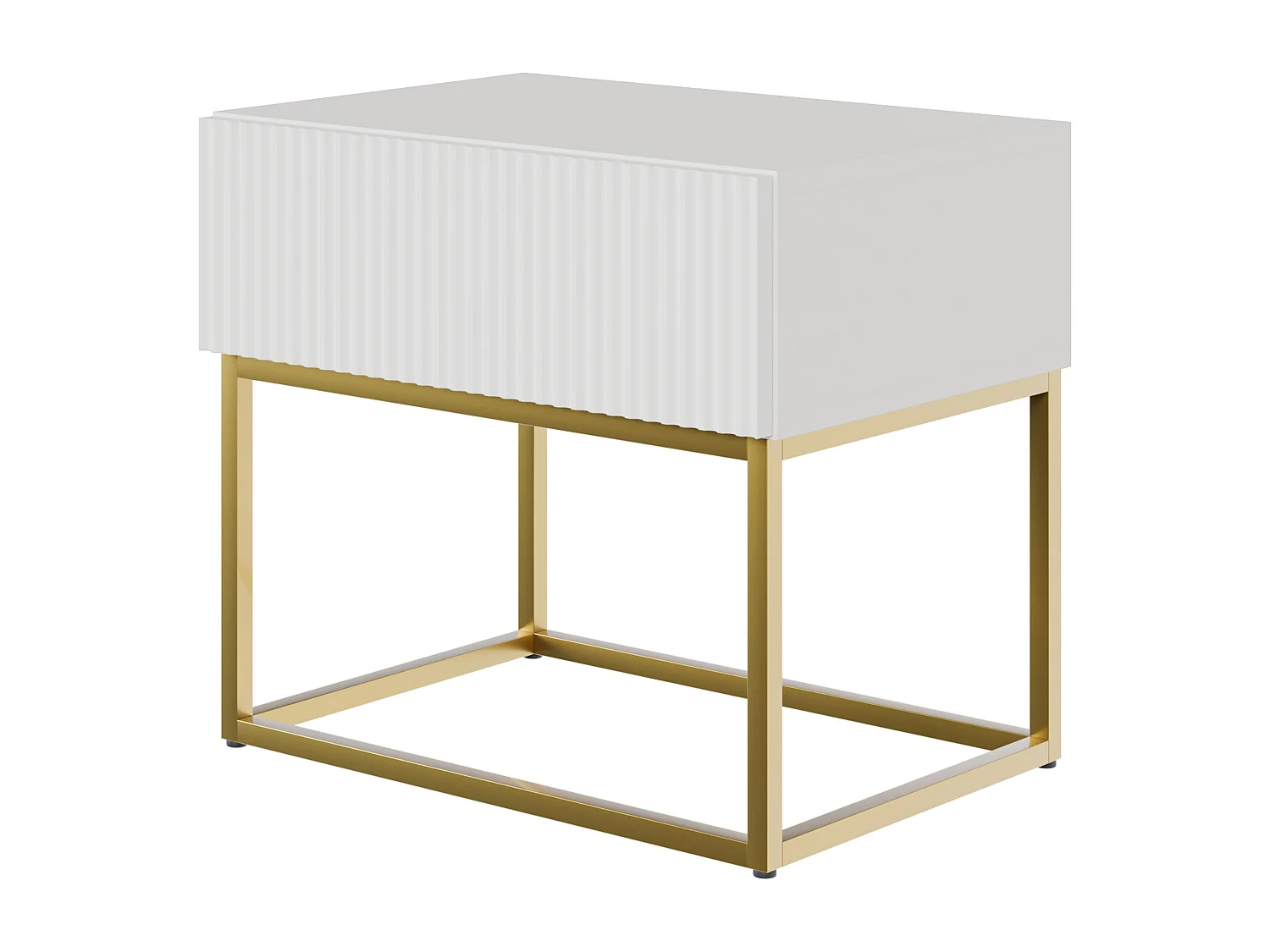 Nachtkastje - 50 cm - wit met gouden poten - VELDIO