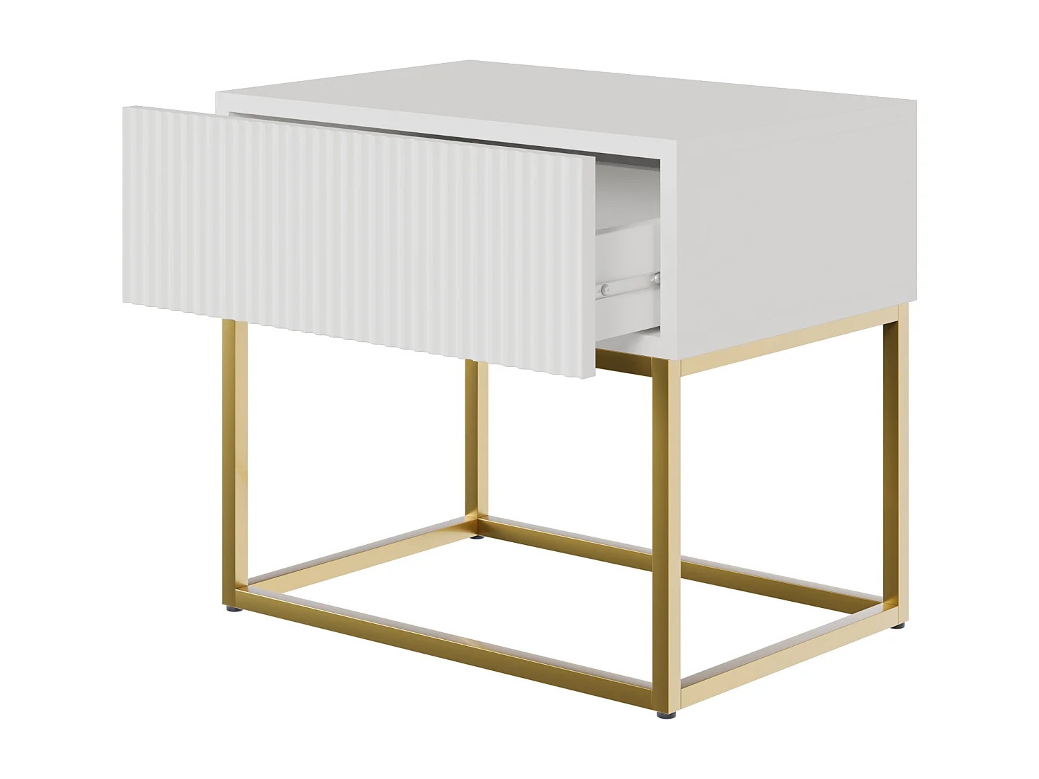 Nachtkastje - 50 cm - wit met gouden poten - VELDIO