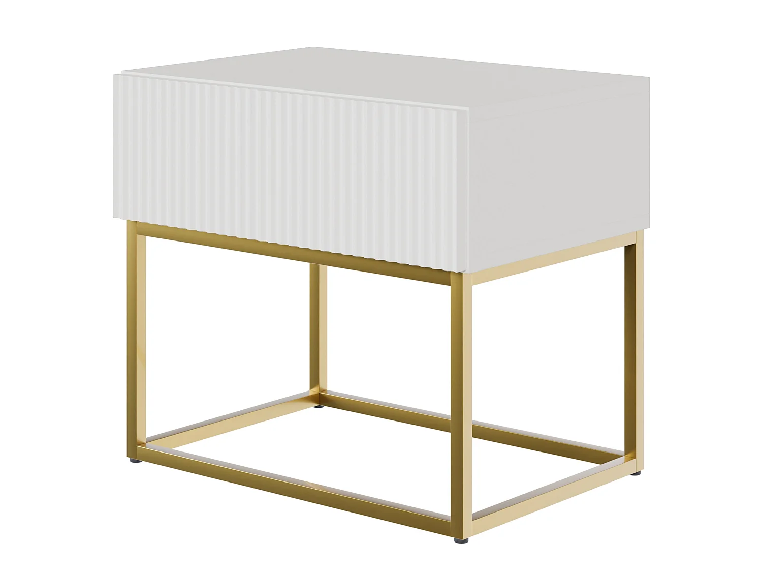 Table de chevet - 50 cm - blanc avec pieds dorés - VELDIO