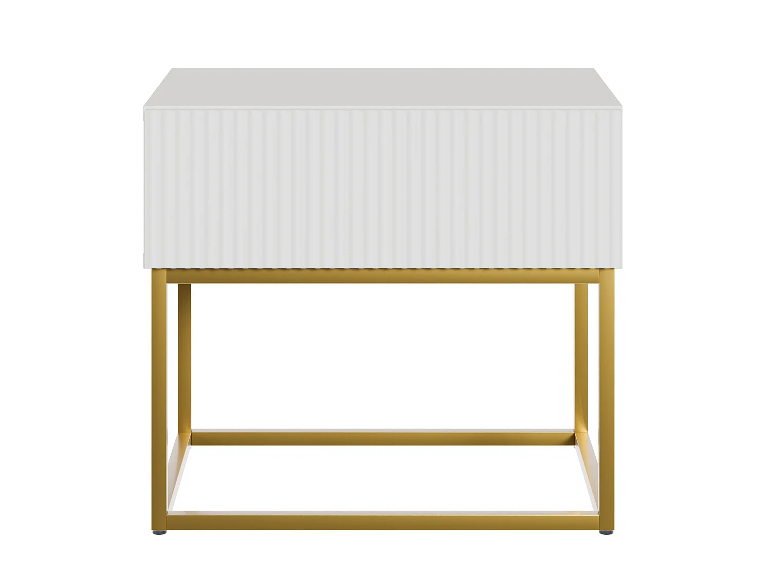 Table de chevet - 50 cm - blanc avec pieds dorés - VELDIO