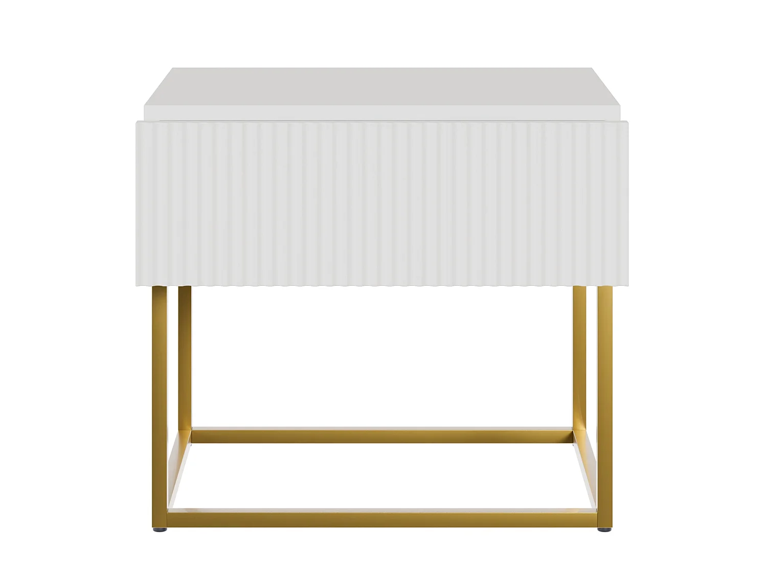 Table de chevet - 50 cm - blanc avec pieds dorés - VELDIO