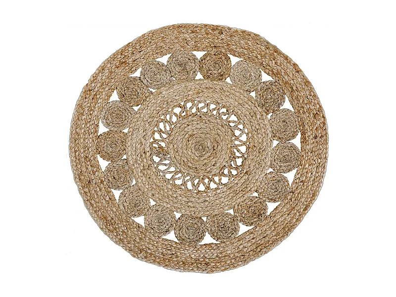Tapis jute Ø150cm rond tissé beige JUTE RUG