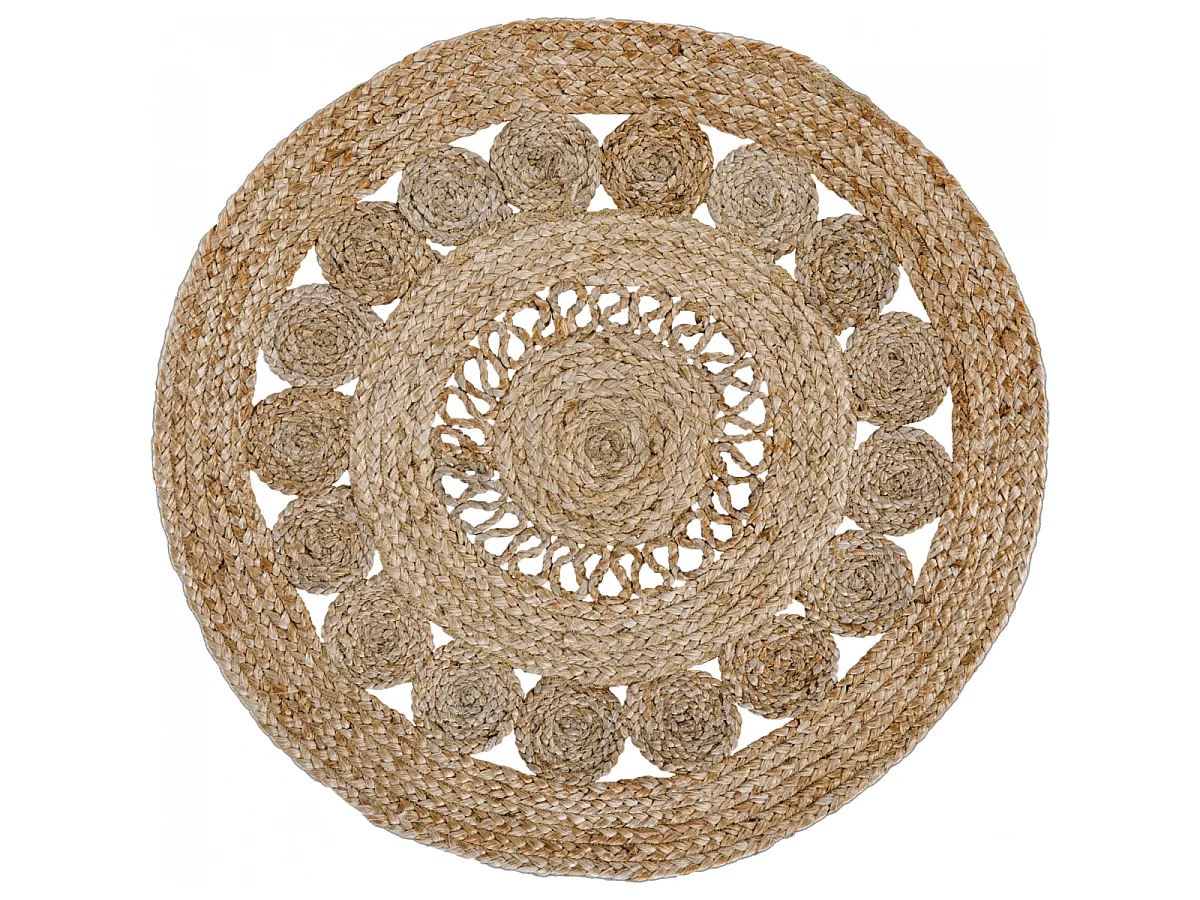 Tapis jute Ø150cm rond tissé beige JUTE RUG