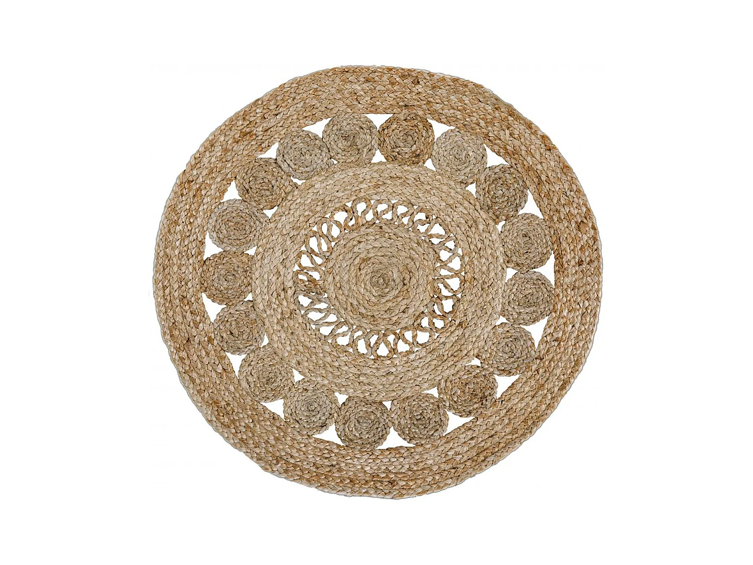 Tapis jute Ø150cm rond tissé beige JUTE RUG