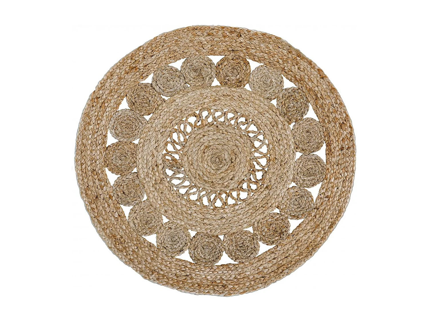 Tapis jute Ø150cm rond tissé beige JUTE RUG