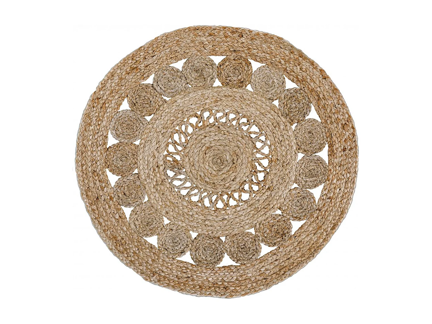 Tappeto in iuta Ø150cm tessuto rotondo beige TAPPETO IN IUTA