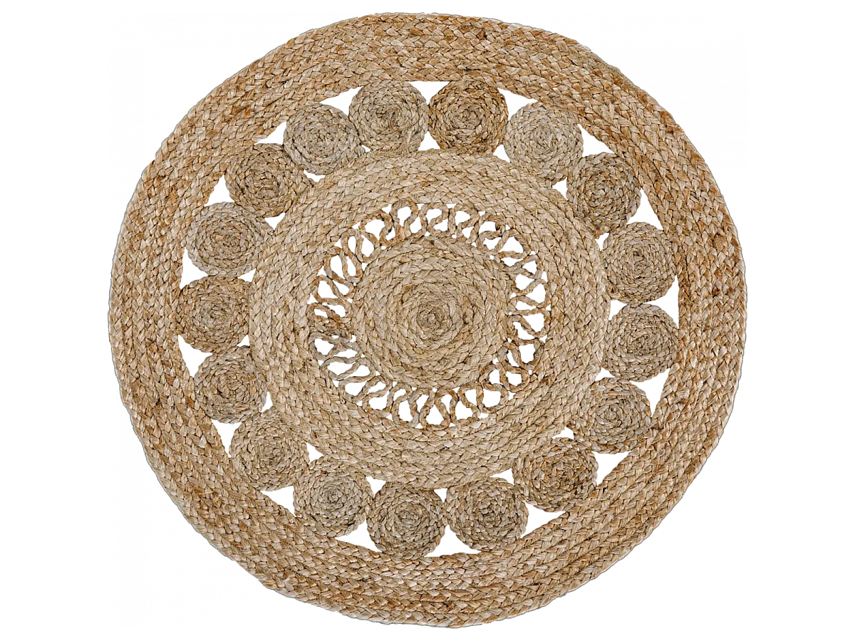 Tapis jute Ø150cm rond tissé beige JUTE RUG
