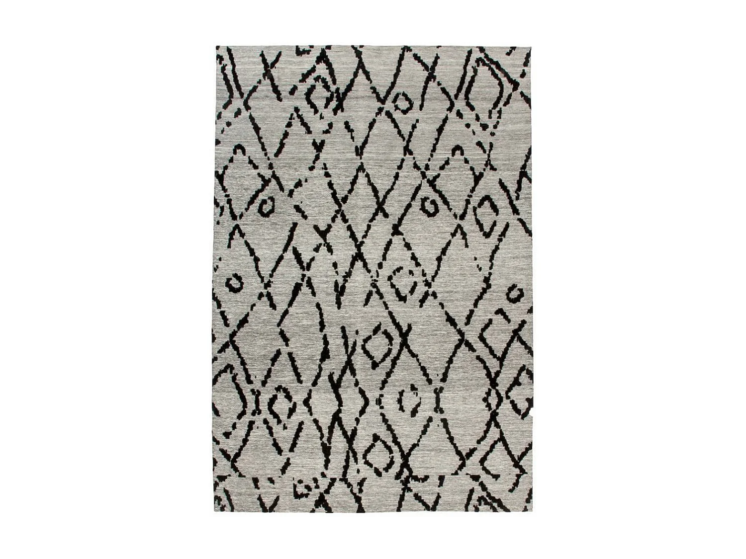 Tapis kilim 80x150 rectangle fait à la main en coton gris et noir BERYLE