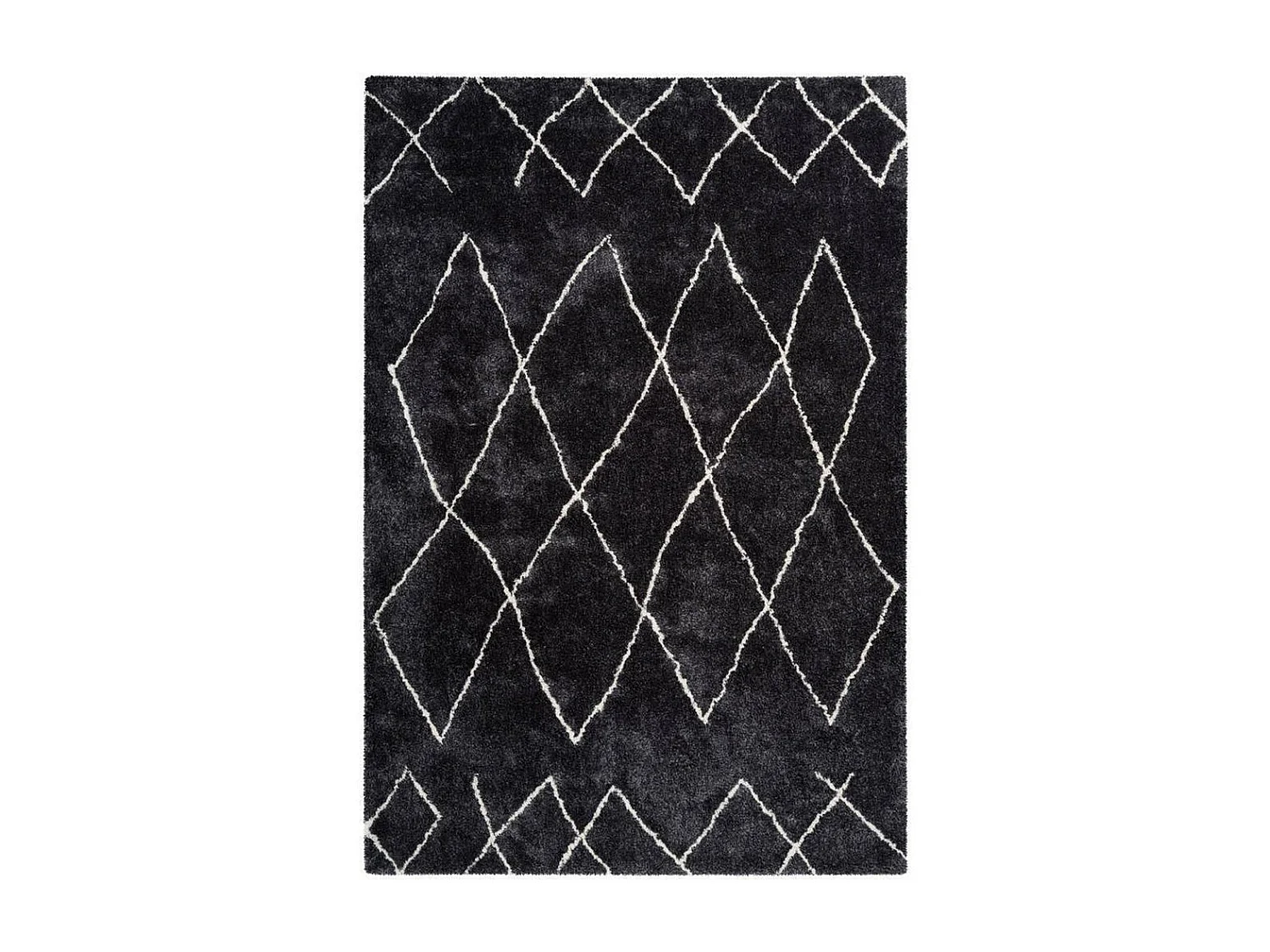 Tapis berbère 80x150 tissé motif ethnic BERBIOU noir et blanc
