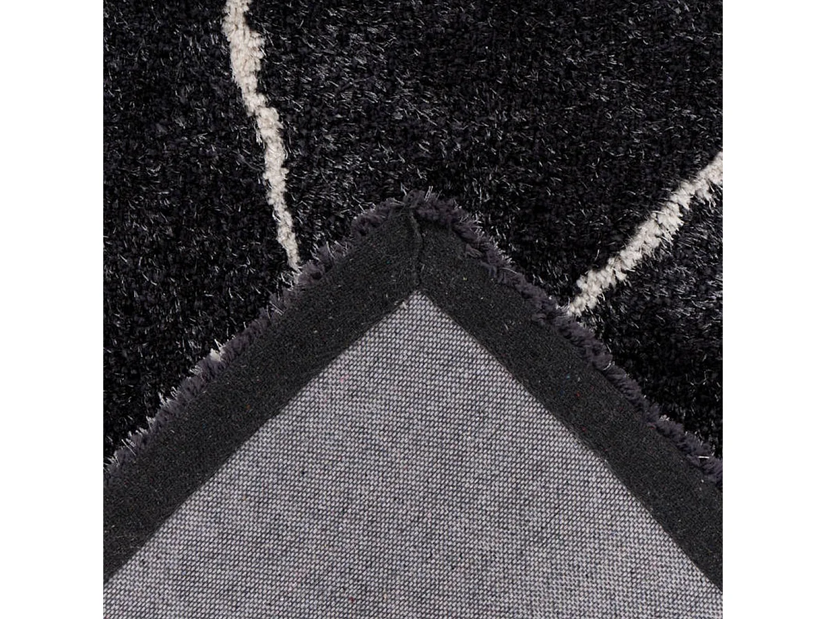 Tapis berbère 80x150 tissé motif ethnic BERBIOU noir et blanc