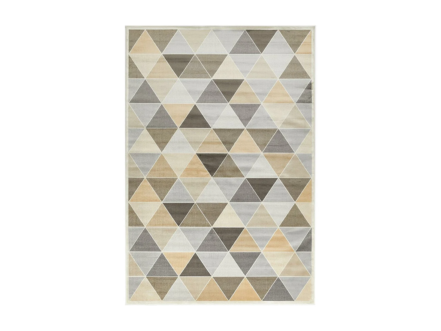 tapis salon 160x230 tissé en laine beige rectangle motif géométrique TRIA