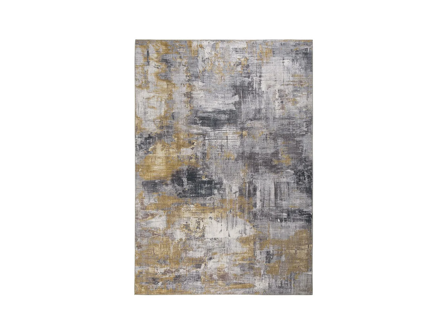 tapis chambre 120x170 tissé gris et jaune rectangle motif faux uni NIKOL