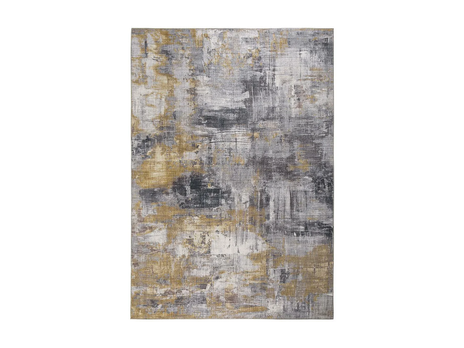 tapis chambre 120x170 tissé gris et jaune rectangle motif faux uni NIKOL