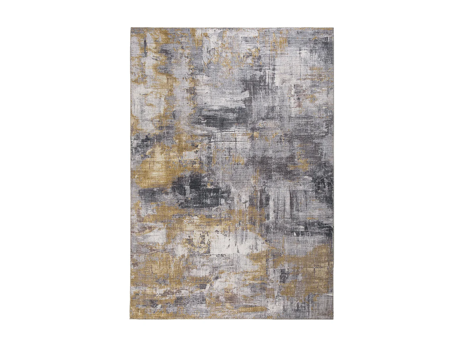 tapis chambre 120x170 tissé gris et jaune rectangle motif faux uni NIKOL