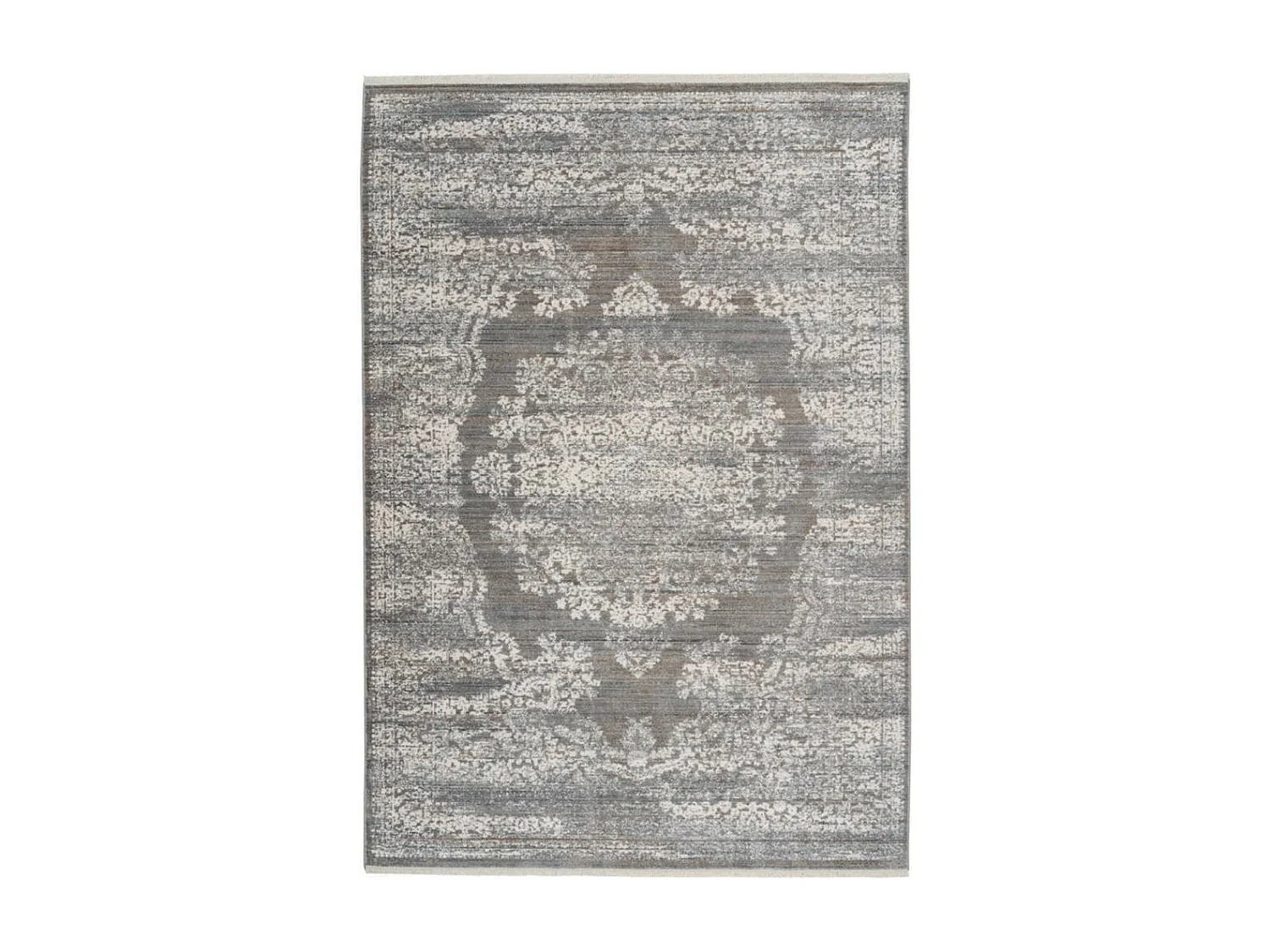 tapis salon 160x230 tissé gris rectangle motif oriental MEDALLIA