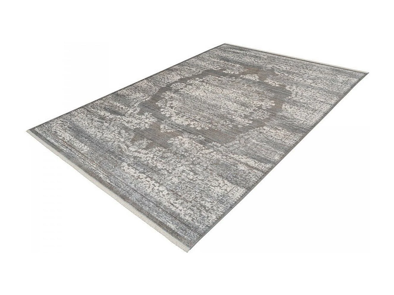 tapis salon 160x230 tissé gris rectangle motif oriental MEDALLIA