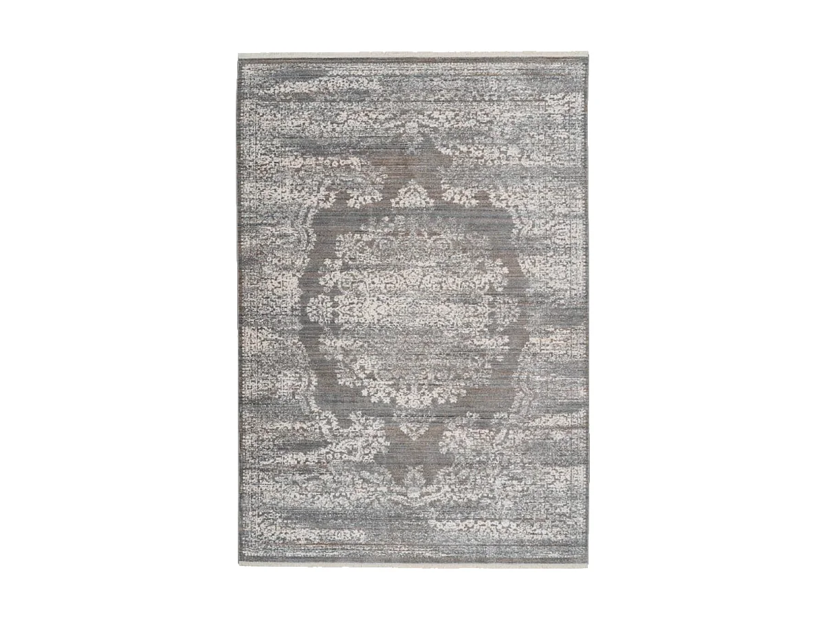 tapis salon 160x230 tissé gris rectangle motif oriental MEDALLIA