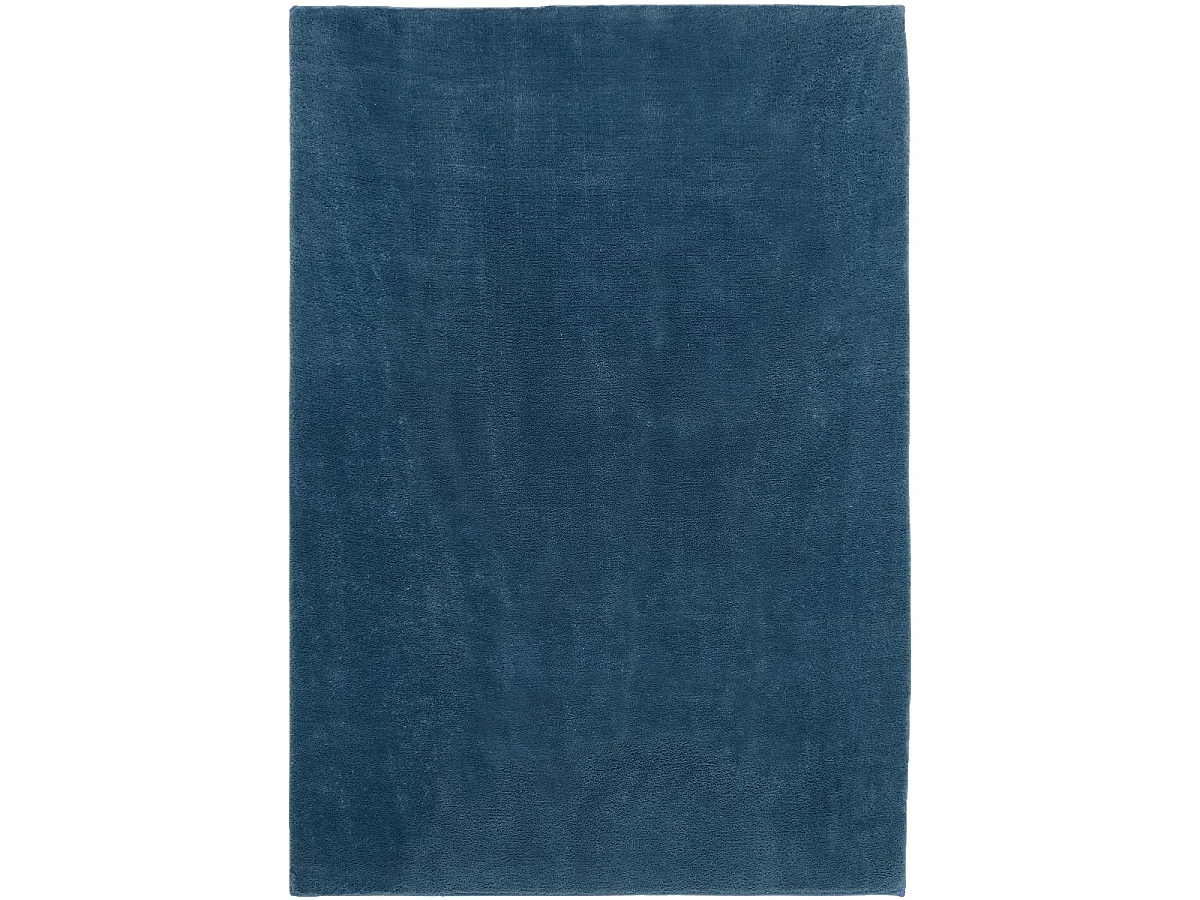 tapis salon 160x230 tissé bleu rectangle motif uni CARTINO