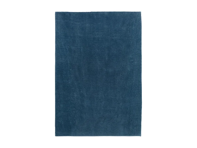 tapis salon 160x230 tissé bleu rectangle motif uni CARTINO