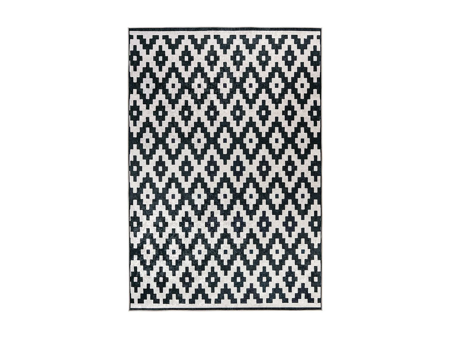 tapis chambre 120x170 tissé noir et blanc rectangle motif scandinave HUTANI