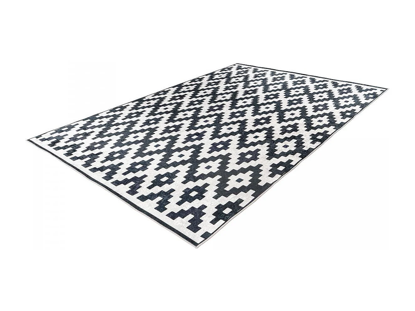 tapis chambre 120x170 tissé noir et blanc rectangle motif scandinave HUTANI