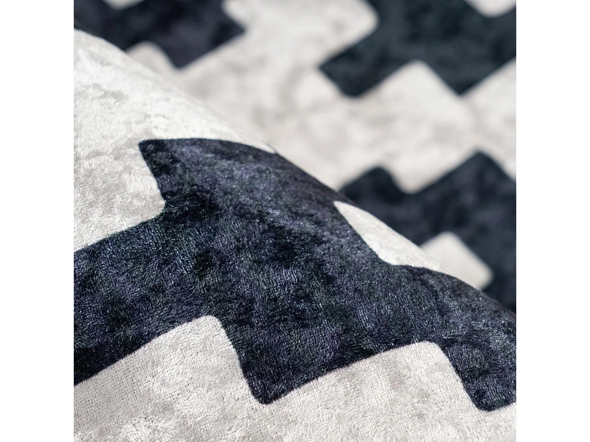 tapis chambre 120x170 tissé noir et blanc rectangle motif scandinave HUTANI