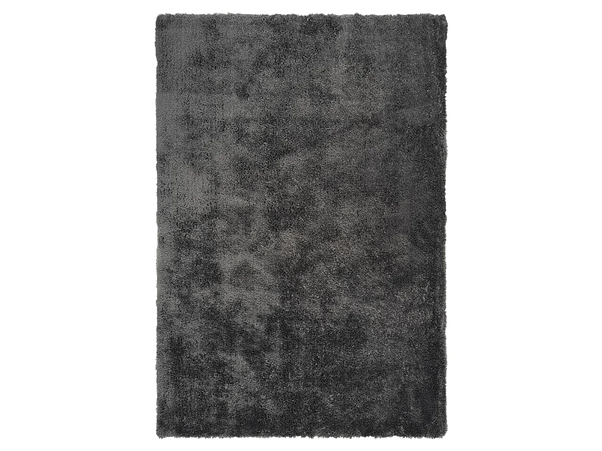 Tapis longs poils shaggy 80x150 rectangle tufté anthracite motif uni BULUT