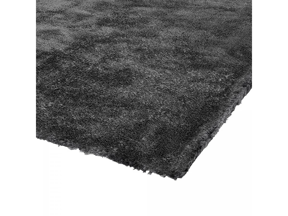 Tappeto a pelo lungo a pelo lungo 80x150 rettangolo trapuntato antracite a tinta unita BULUT