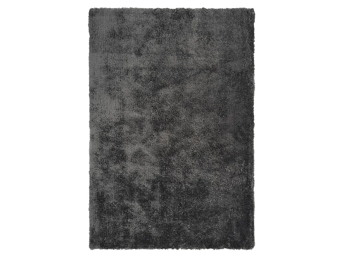 Tapis longs poils shaggy 80x150 rectangle tufté anthracite motif uni BULUT