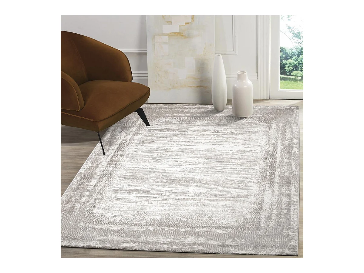 tapis grand salon 200x280 tissé beige rectangle motif faux uni LYN7 KALEE