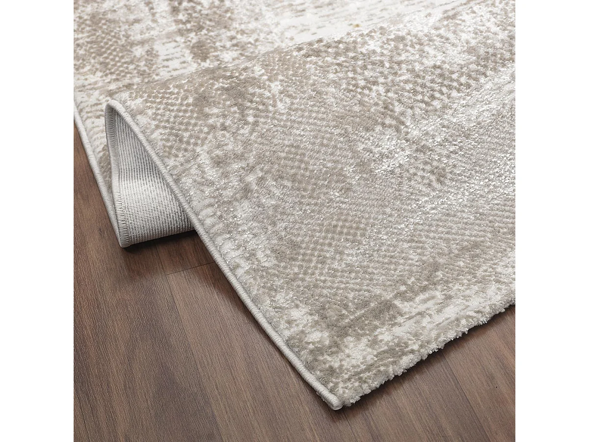 tapis grand salon 200x280 tissé beige rectangle motif faux uni LYN7 KALEE