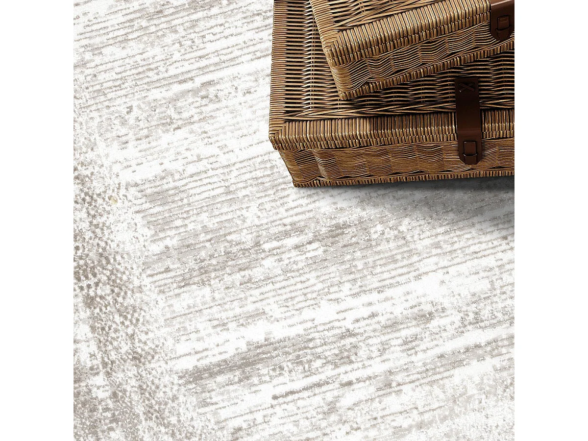 tapis grand salon 200x280 tissé beige rectangle motif faux uni LYN7 KALEE