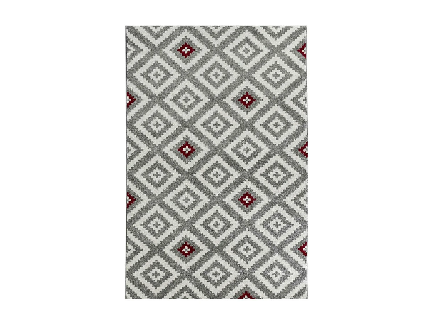 tapis entrée 50x80 tissé rouge et gris rectangle motif géométrique EFELON 1