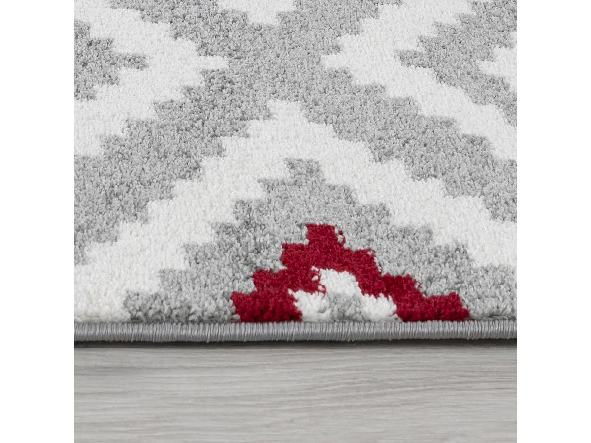 tapis entrée 50x80 tissé rouge et gris rectangle motif géométrique EFELON 1