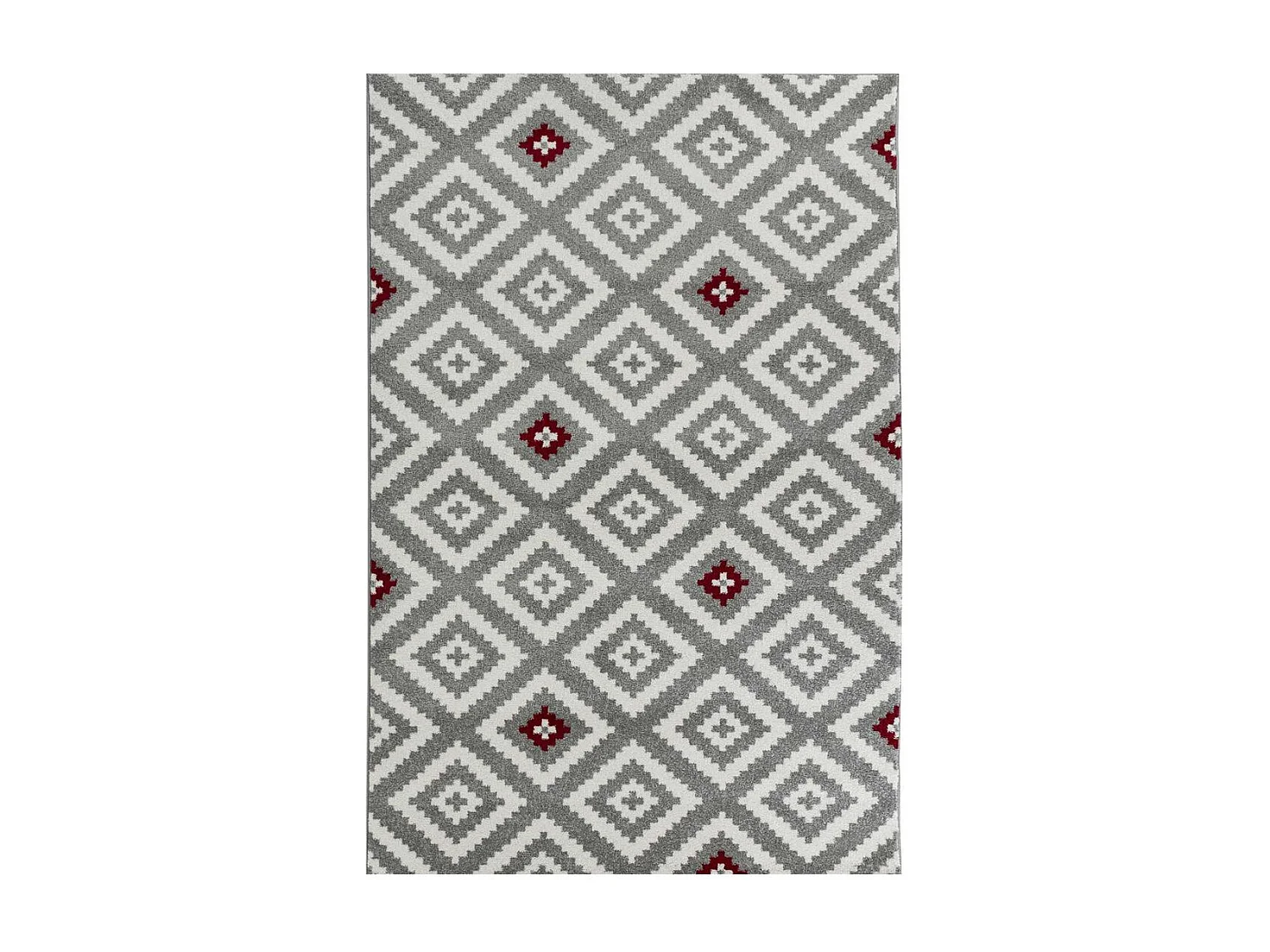 tapis entrée 50x80 tissé rouge et gris rectangle motif géométrique EFELON 1