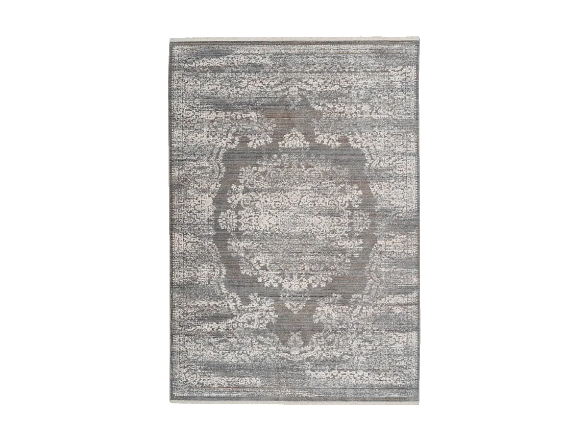 tapis chambre 80x150 tissé gris rectangle motif oriental MEDALLIA