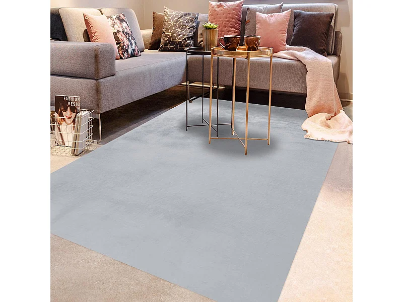 Tapis longs poils shaggy 180x280 rectangle tufté bleu motif uni SG UNI