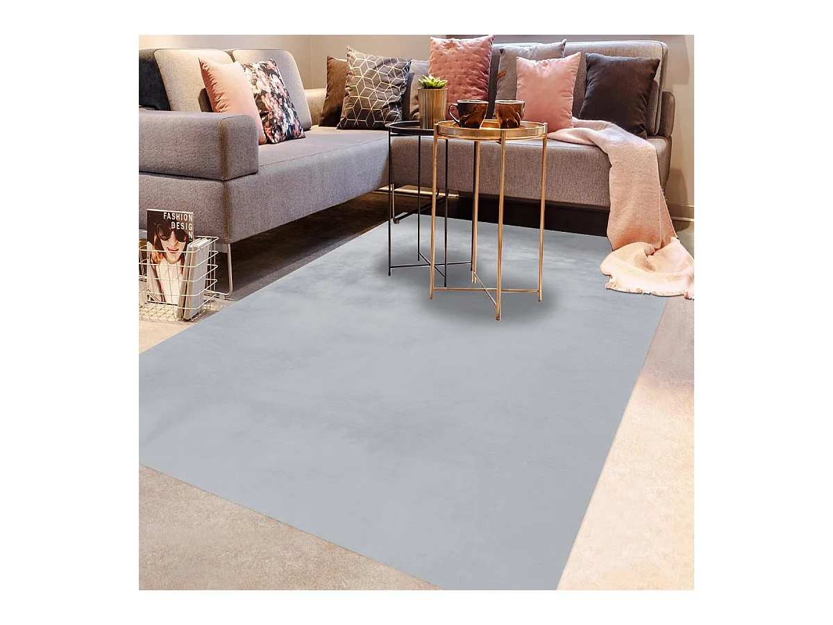 Tapis longs poils shaggy 180x280 rectangle tufté bleu motif uni SG UNI
