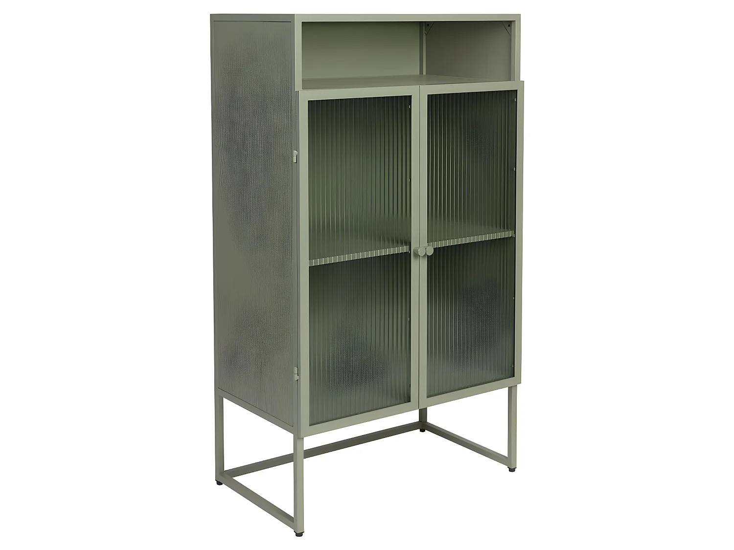 Herbe - Buffet aux portes vitrées en métal L60cm : Couleur - Vert amande