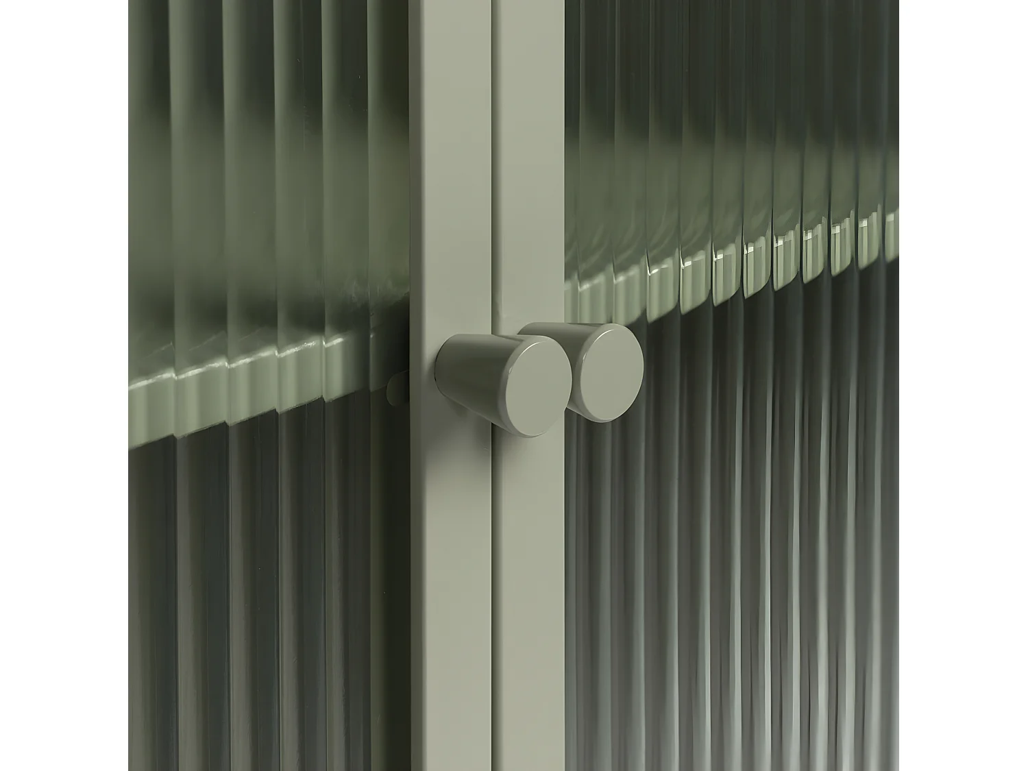 Herbe - Buffet aux portes vitrées en métal L60cm : Couleur - Vert amande