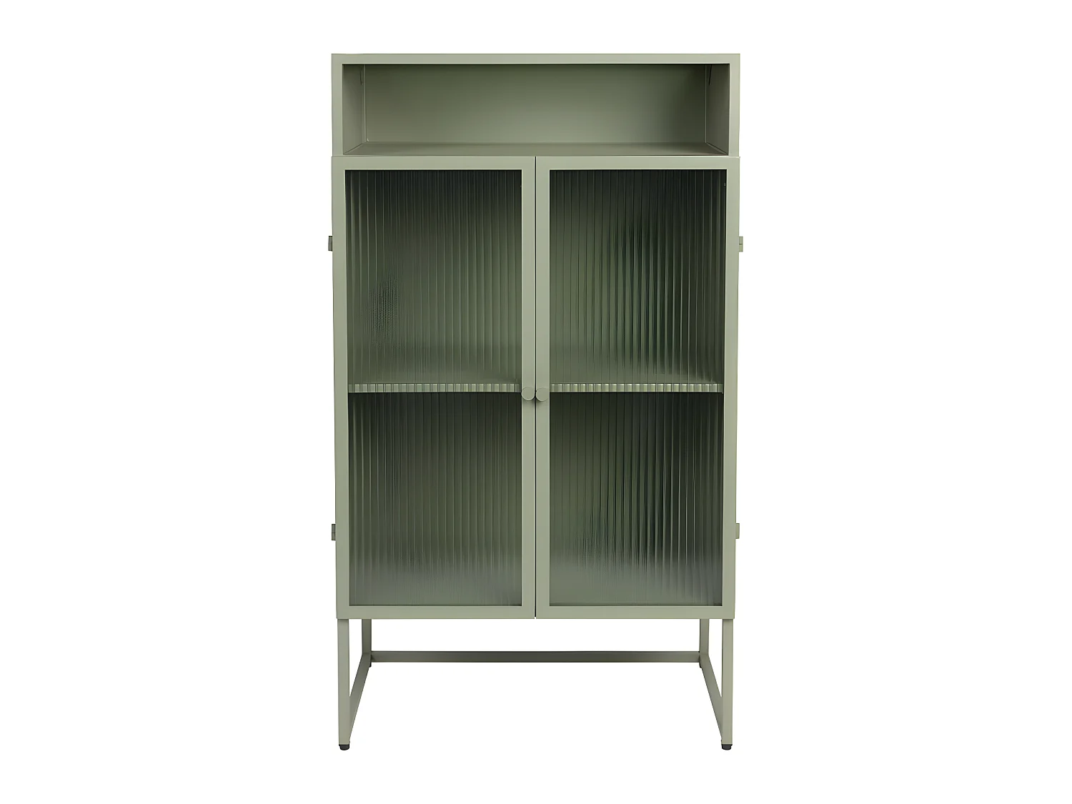 Herbe - Buffet aux portes vitrées en métal L60cm : Couleur - Vert amande