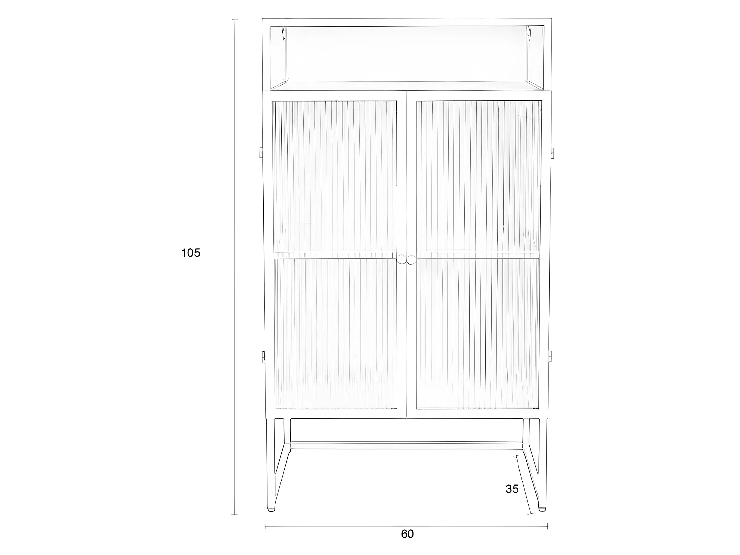Herbe - Buffet aux portes vitrées en métal L60cm : Couleur - Vert amande