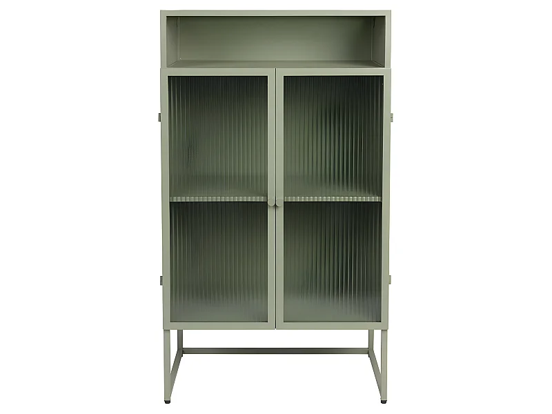 Herbe - Buffet aux portes vitrées en métal L60cm : Couleur - Vert amande